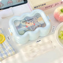 Axyaa Kawaii Bento Box Set with Spoon and Fork - Microwave Safe Lunch Container