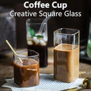 Axyaa Square Glass Cold Drink Cup | Large Capacity Transparent Tea & Wine Cup