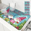 Axyaa Snowflake Fir Kitchen Mat: Absorbent, Antiskid, Quick Drain Pad for Tableware & Dishes