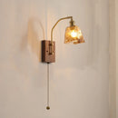 Axyaa Glass Copper LED Wall Lamp with Pull Chain Switch