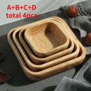 Axyaa Solid Wood Square Oak Salad Bowl - Modern Tableware for Fruit Desserts