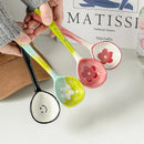 Axyaa Ceramic Flower Soup Spoon: Kawaii Hand-Painted Long Handle Dessert Spoon