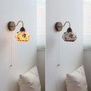 Axyaa Resin Shell Pull Chain LED Wall Lights - Modern Staircase & Bedroom Lamp
