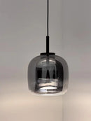 Axyaa Smoke Grey Glass LED Pendant Lights for Dining Kitchen Bar Decor