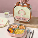 Axyaa Stainless Steel Divided Lunch Box with Cutlery - Leakproof & Portable