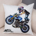 Axyaa Extreme Sports Motorcycle Pattern Cushion - Cartoon Design for Home & Car