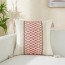 Axyaa Linen Stripe Diamond Woven Cushion Cover with Tassels, 45x45cm