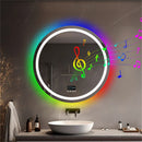 Axyaa LED Round Bathroom Mirror with Anti-Fog, Bluetooth Speaker, and Front & RGB Backlit