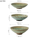 Axyaa Retro Flame Ceramic Bowl: Thick Serving & Pasta Salad Bowl for Molecular Cuisine