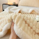 Axyaa Striped Artificial Wool Blanket: Soft & Cozy Fleece Throw for Sofa & Bed
