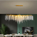 Axyaa Modern Crystal LED Chandelier Dining Room Gold Aluminium Pendant Light