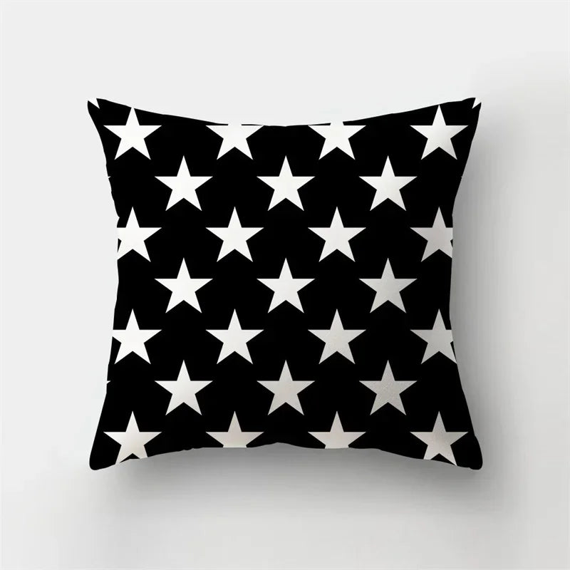 Yellow Black Geometric Cushion Cover - Wave Line Design by Axyaa