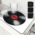 Axyaa Black Drying Mat: Non-Slip Absorbent Kitchen Counter Mat for Tableware