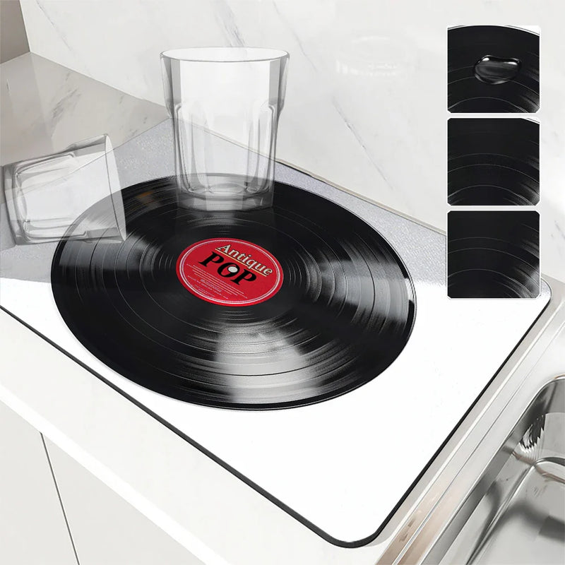 Axyaa Black Drying Mat: Non-Slip Absorbent Kitchen Counter Mat for Tableware