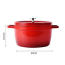 Axyaa Enamel Cast Iron Soup Pot with Lid - 9.5 Inch Stew Pan for Gas and Induction Cookers