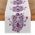 Axyaa Halloween Skeleton Floral Table Runner for Dining Room