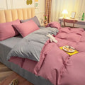Axyaa Solid Purple Bedding Set - Soft Polyester Bed Linen Twin Queen Full Size