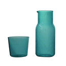 Axyaa 550ml Bedside Water Carafe and Glass Set in Blue, Amber, Teal, Grey Glass