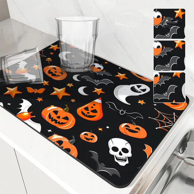 Axyaa Halloween Pumpkin Ghost Cartoon Non-Slip Drying Mat