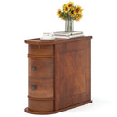 Axyaa Solid Wood Round End Table with Drawer, Narrow Nightstand & Side Table