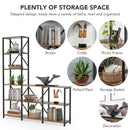 Axyaa Industrial Ladder Corner Bookcase, 6-Tier Rustic Open Shelf Storage Organizer