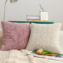 Axyaa White/Pink Plush Cushion Cover 45x45 for Living Room Sofa, Office D��cor