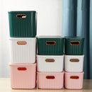 Axyaa Solid Color Storage Box with Cover - Household Organizer for Snacks, Cosmetics, Toys, Clothes