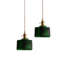 Axyaa Nordic Copper Glass LED Pendant Light - E27 Green/Clear Indoor Hanging Lamp for Dining & Bedroom