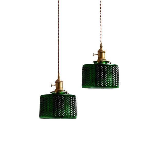 Axyaa Nordic Copper Glass LED Pendant Light - E27 Green/Clear Indoor Hanging Lamp for Dining & Bedroom