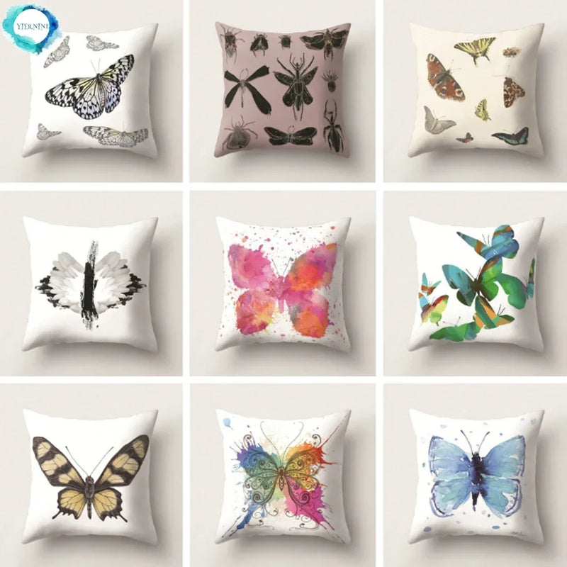 Butterfly Print Decorative Cushion Cover 45X45CM Sofa Polyester Pillow Case for Home Decor