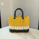 Axyaa Square Rattan Storage Basket with Handle - Hand-woven Plastic Hanging Baskets