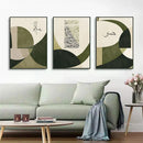 Boho Green Geometry Canvas Painting by Axyaa - Islamic Calligraphy Wall Art