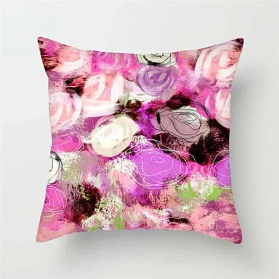 Axyaa Pink Floral Polyester Throw Pillow Cover 45X45cm
