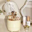 Axyaa 360 Rotating Clear Makeup Brush Holder with Lid and Dustproof Organizer