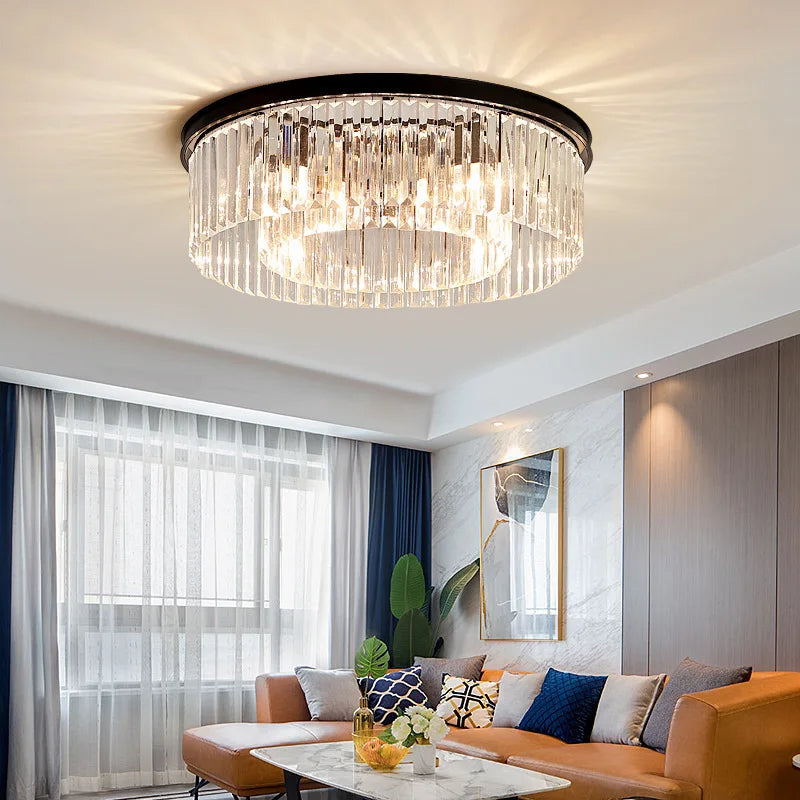 Axyaa Crystal LED Ceiling Chandelier Light for Modern American Minimalist Decor