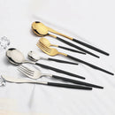 Axyaa 12-Piece Black Gold Stainless Steel Cutlery Set for Parties and Kitchens