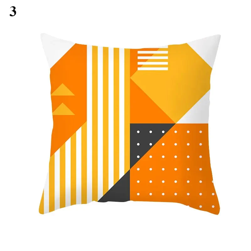 Orange Geometric Leaf Lines Pillowcase by Axyaa - Home Decor and Cozy Throw Pillows