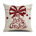 Axyaa Christmas Linen Print Throw Pillow Cover for Home Sofa, Living Room and Bedroom