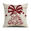Axyaa Christmas Linen Print Throw Pillow Cover for Home Sofa, Living Room and Bedroom