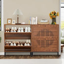 Axyaa Farmhouse Shoe Cabinet with Flip Drawers, Slim Shoe Storage Organizer
