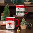 Axyaa Christmas Ceramic Mugs Gift Box Pack Snowman Santa Claus Handle Water Coffee Cup