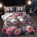 Axyaa Pink Tiger Rose Quilt Cover Set - High Definition Printing - 1 Quilt Cover + 2 Pillowcases