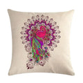 Peacock Linen Cushion Cover 45*45cm by Axyaa