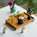 Axyaa Bamboo Tea Tray - Solid Wood Serving Tray for Kung Fu Tea Cup
