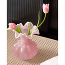 Axyaa Vintage French Luxury Glass Vase in Fenton Style for Living Room Flowers