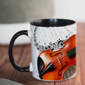 Axyaa Violin Piano Guitar Mug: 11oz Ceramic Music Lover Gift Cup