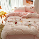 Axyaa Embroidered Fleece Winter Bedding Set for Cozy Warmth