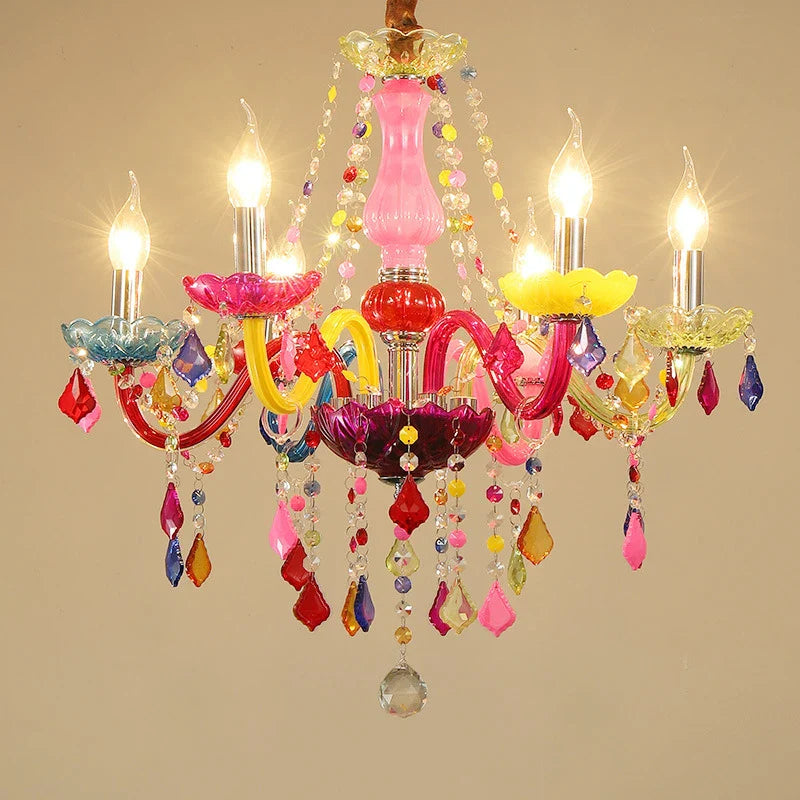 Axyaa Pink Crystal Pendent Lamp for Girls' Room and Luxurious Living Area
