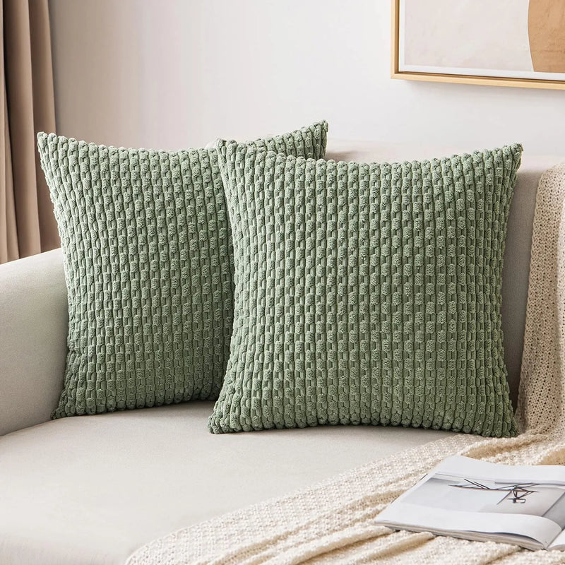 Axyaa 18x18 Corduroy Throw Pillows for Sofa, Bed & Living Room