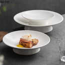 Axyaa Ceramic High-Footed Plate Set for Restaurant, Desserts, Snacks, Pasta - Artistic Tableware